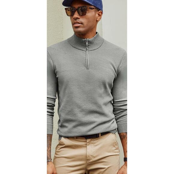 PJ PAUL JONES Men's Quarter Zip Sweater Slim Fit Long Sleeve Casual Pullover Sm - Picture 4 of 16